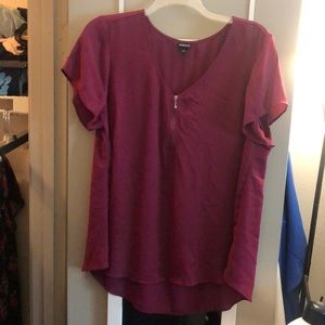 Maroon Zipper-Front Blouse